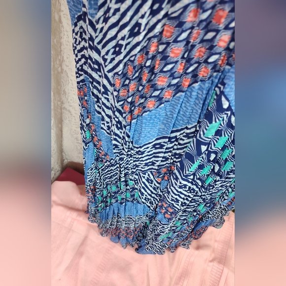 Ruby Rd. Navy Blue Coral Print Maxi Skirt NWOT - Picture 2 of 8